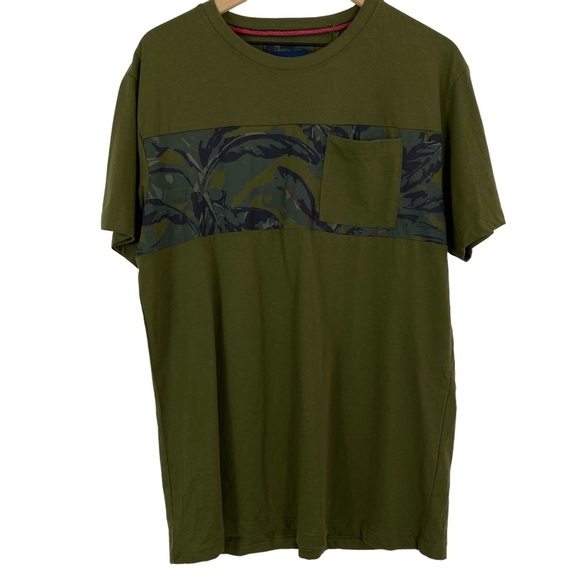 Craft + Flow Other - Craft + Flow Voyage T-Shirt Large Palm Tree Print 100% Cotton Short Sleeve Olive